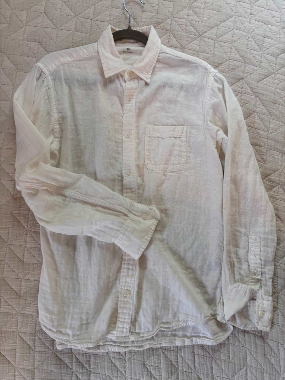 MUJI white mens cotton button down shirt